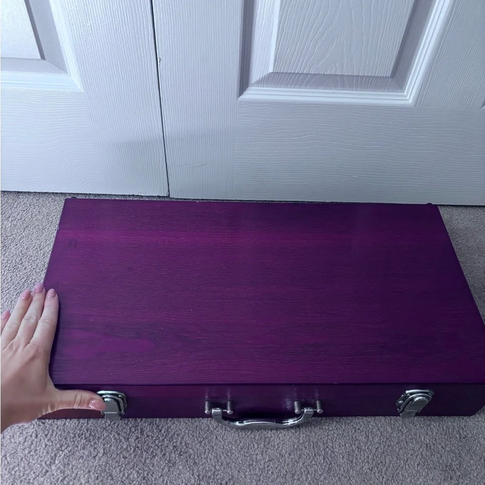Never used- grilling utensils in wooden case